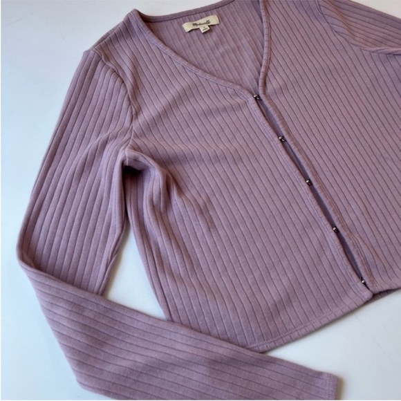 Madewell Provence Grape Ribbed Crop Cardigan Small Cozy Knit Sweater - Picture 5 of 12